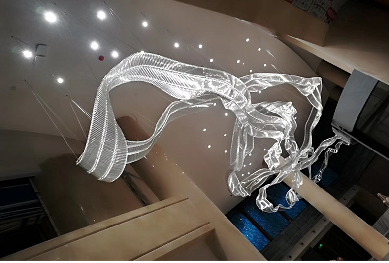 非标工程定制灯具别墅酒店大堂玻璃梅花管飘带天花造型设计师灯具