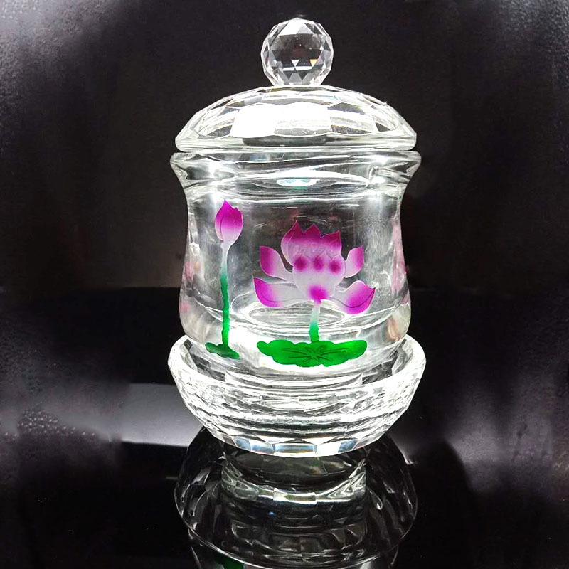 厂家直销大悲咒供水杯水晶杯供佛荷花水杯佛前家用供现货批发