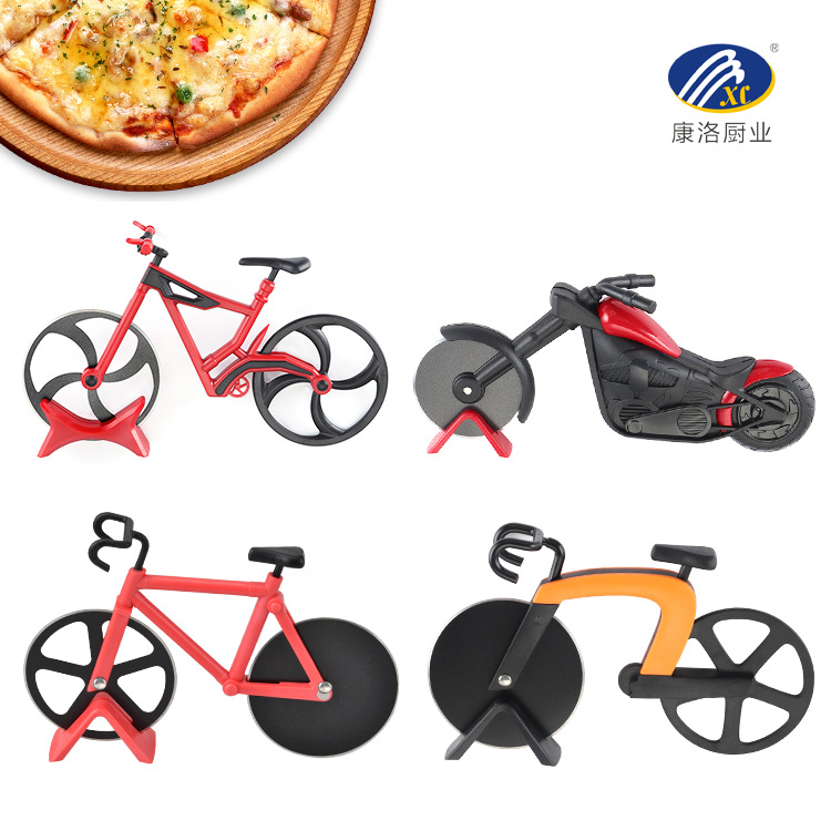 Stainless Steel Bicycle Pizza Cutter Bicycle Cake Knife Creative Double Wheel Hob Wheel Knife Pizza Cutting Kitchen Tools