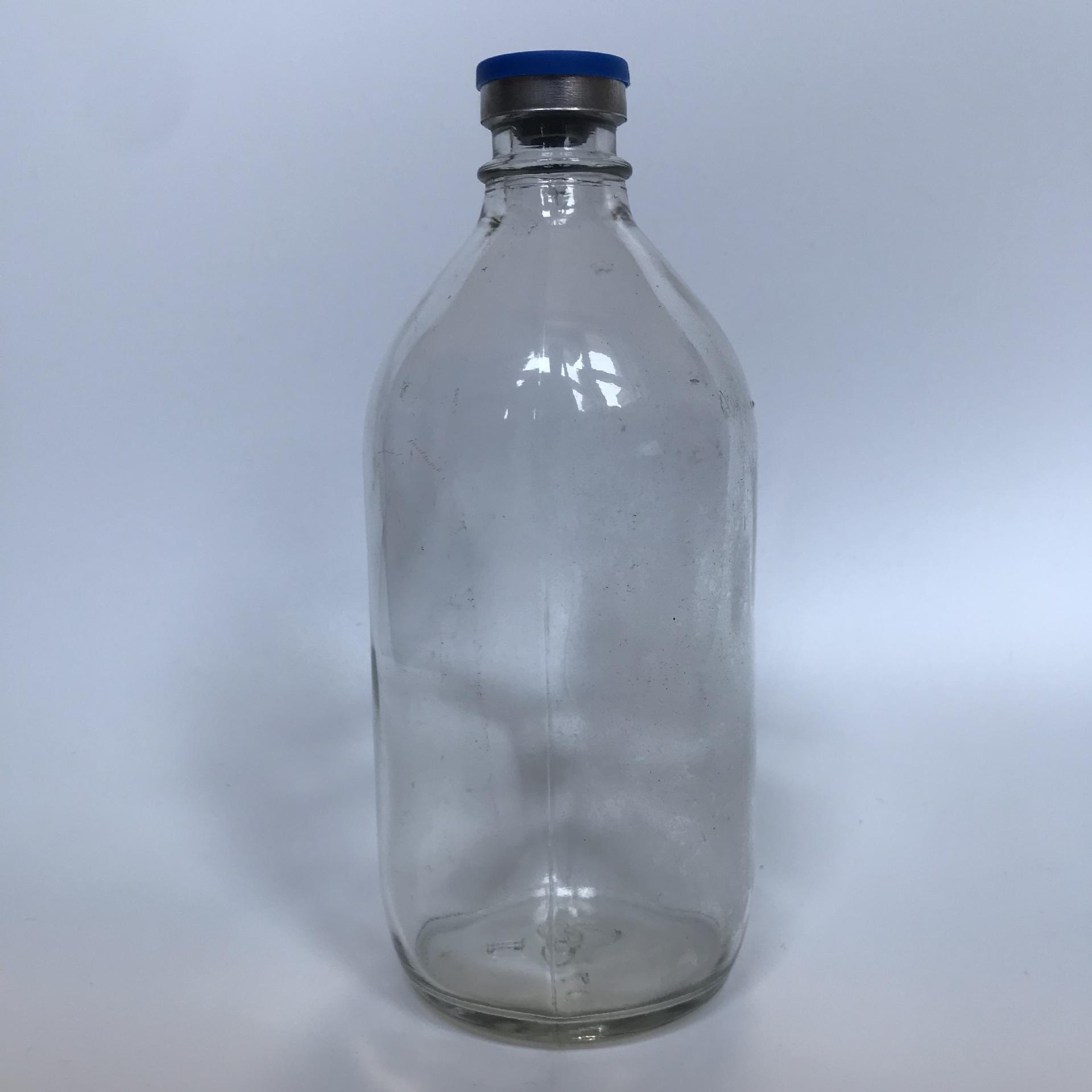 500ml透明模制带盖玻璃瓶耐高温输液瓶 橡胶软塞点滴瓶老式盐水瓶