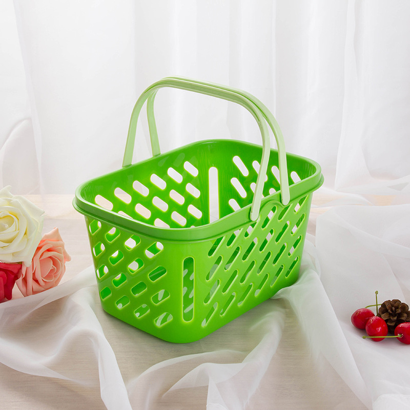 超市便利店购物手提篮塑料缕空水果篮浴室置物收纳篮买菜篮子大号