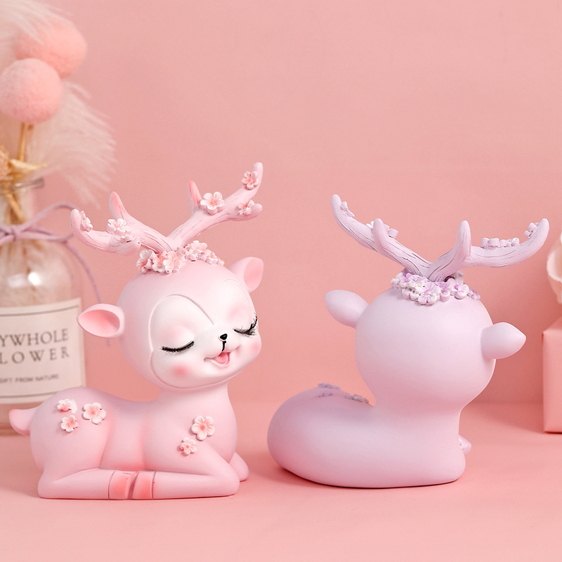 一鹿有你少女心精致小物件可爱房间桌面创意装饰品礼物存钱罐摆件