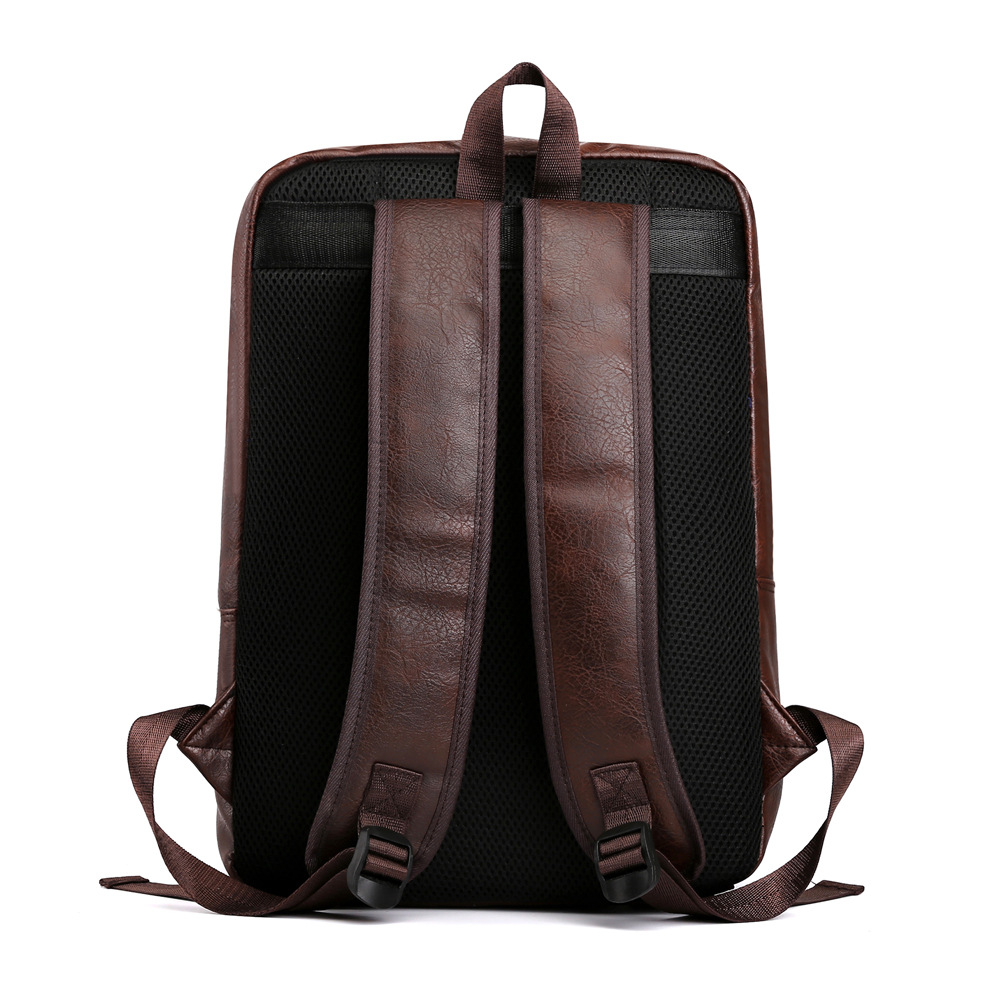 New Men's Backpack Pu Leather Business Backpack Student Schoolbag Large Capacity Business Trip Computer Bag Fashion Backpack