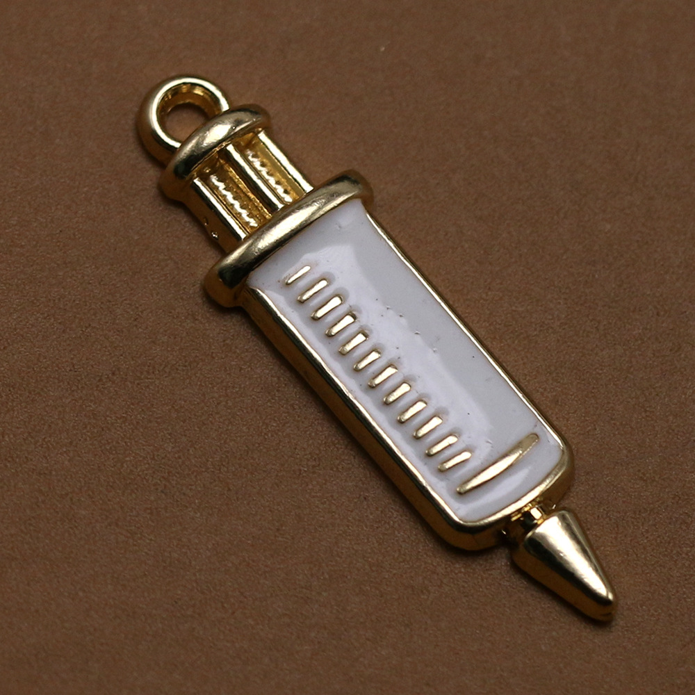 diy合金饰品配件 彩色滴油医用器材针管玩具项链吊坠配件手工材料