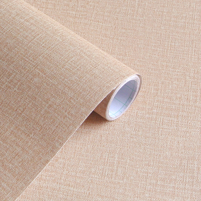 卡其布纹自粘墙纸pvc加厚防水客厅卧室电视背景墙壁纸防潮翻新贴
