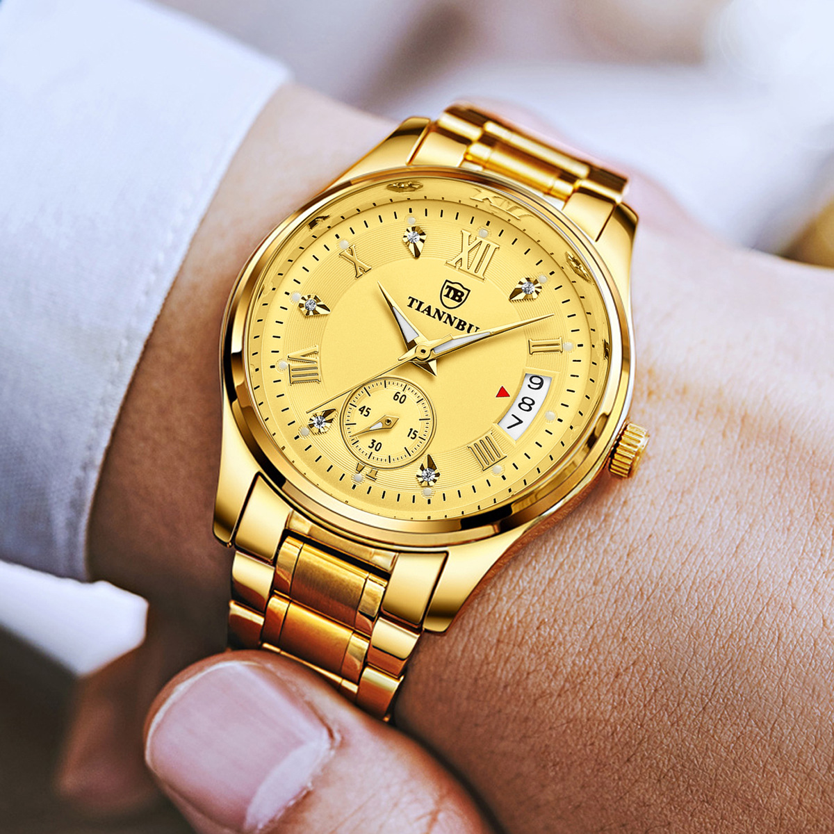 天博品牌全自动机械手表男防水日历夜光镂空潮流男士机械表礼物