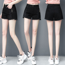 破洞牛仔短裤女2020年夏季新款韩版高腰直筒裤显瘦阔腿a字裤薄款