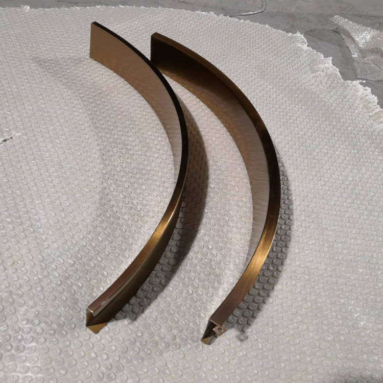侧面拉弯天花镜面黑钛圆弧角 吊顶圆形玫瑰金不锈钢u型槽 可定做
