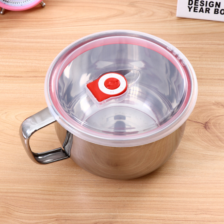 韩式不锈钢快餐杯 无磁带盖泡面杯学生多用饭盒