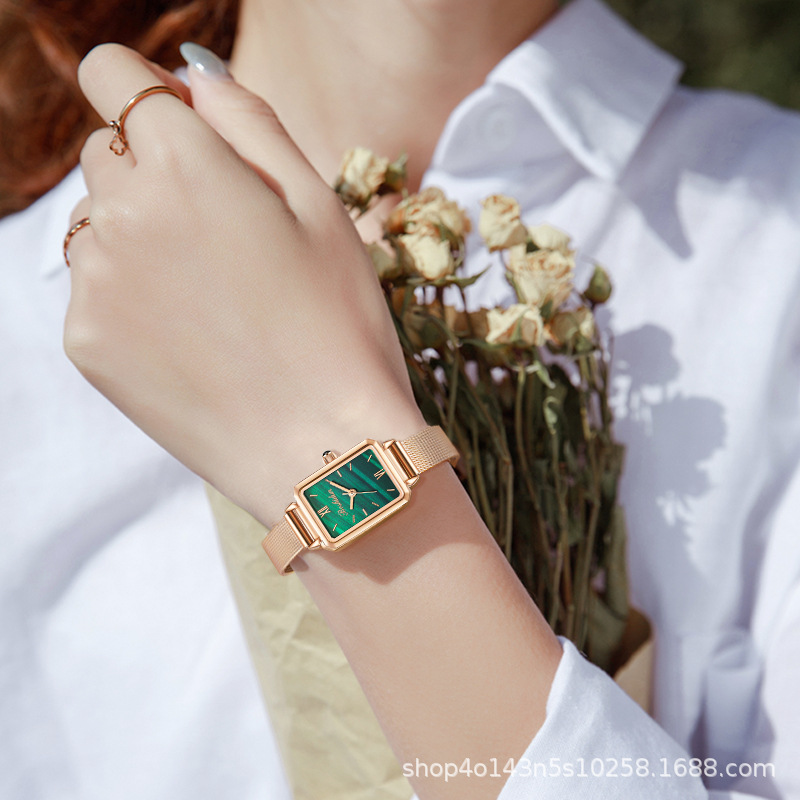 厂家批发抖音明星同款博仕顿小绿表手表女学生简约网红小表盘代发