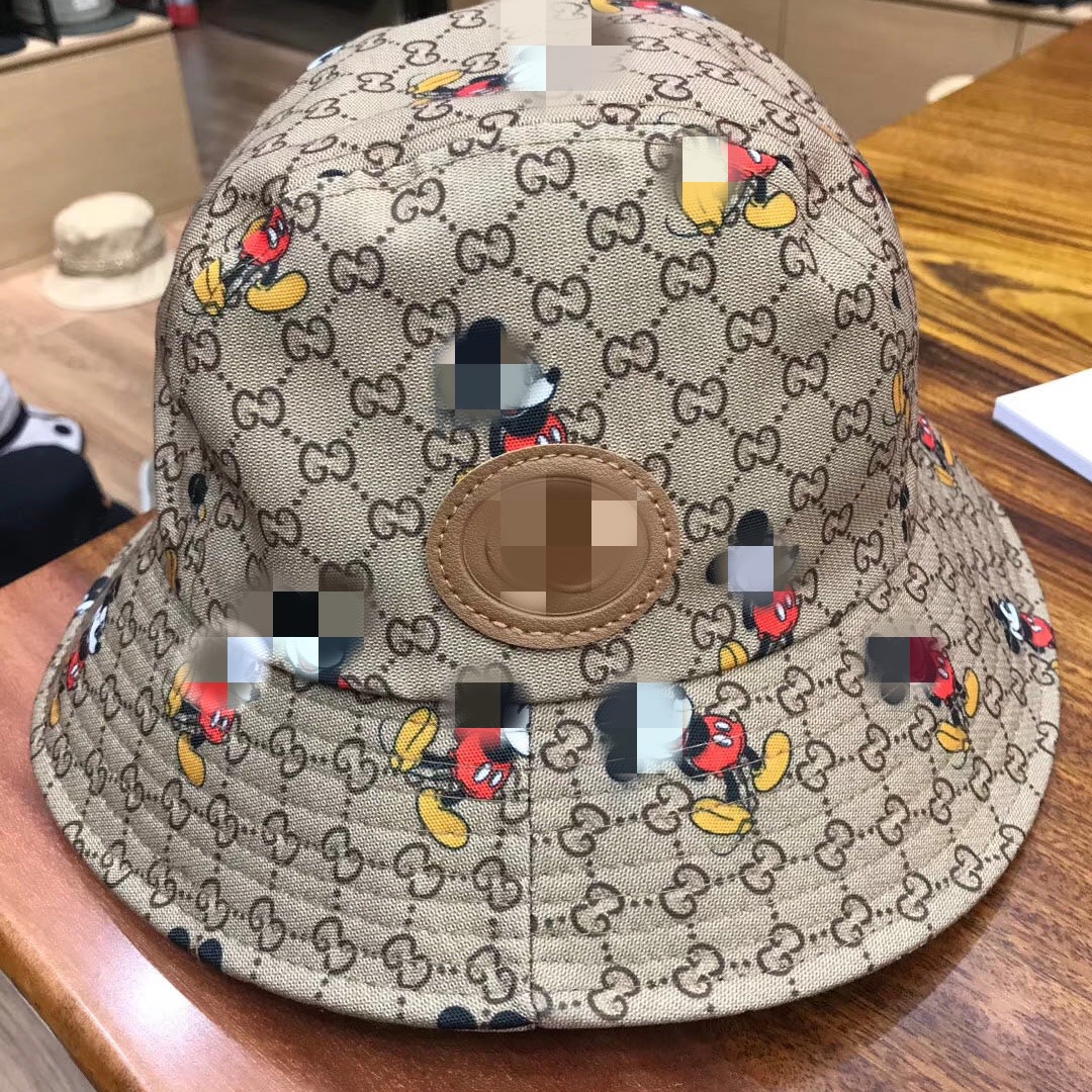 跨境微商爆款 双g字母渔夫帽女高版本刺绣米老鼠户外遮阳棒球帽男