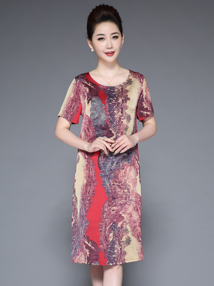 中老年连衣裙夏绿色图片