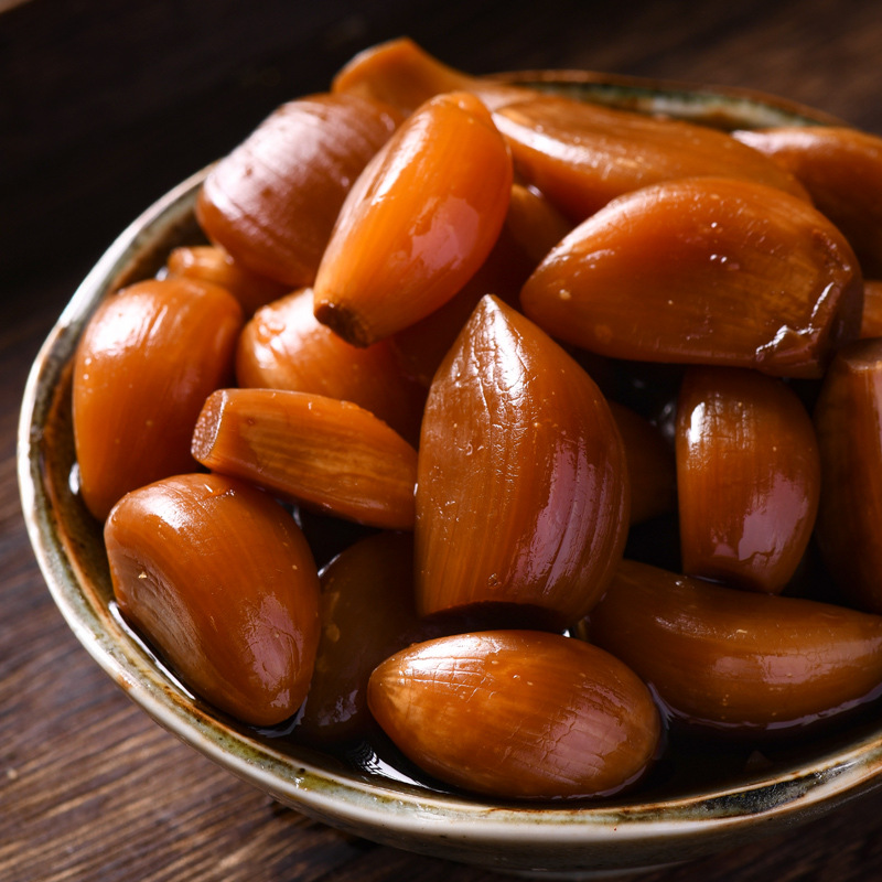 酱泡蒜头粒自制腌泡大蒜咸菜酱菜下饭菜广西农家手工腌制泡菜大蒜