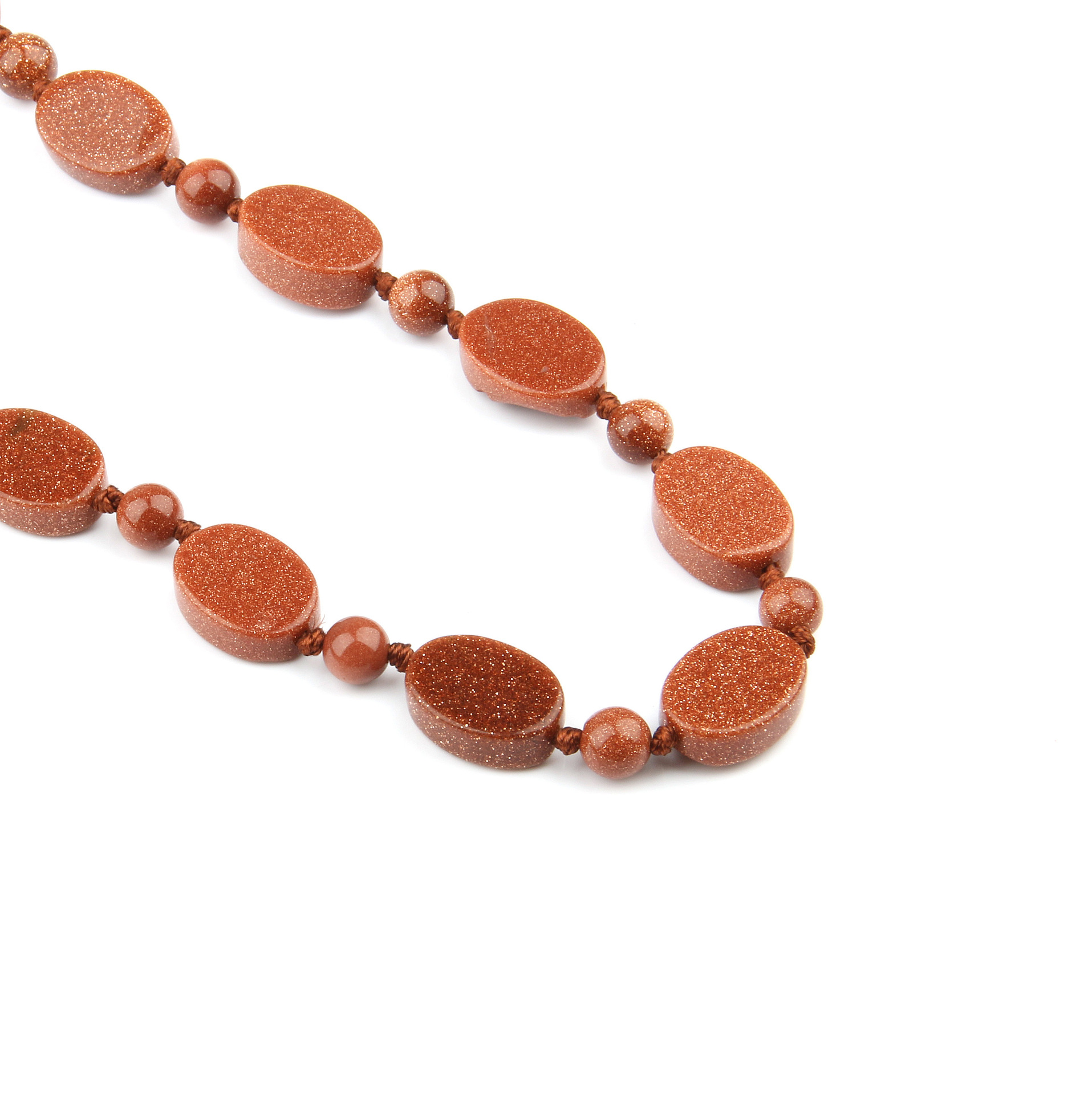 小额批发天然石半宝石半宝石项链蛋形10x14mm圆珠6mm