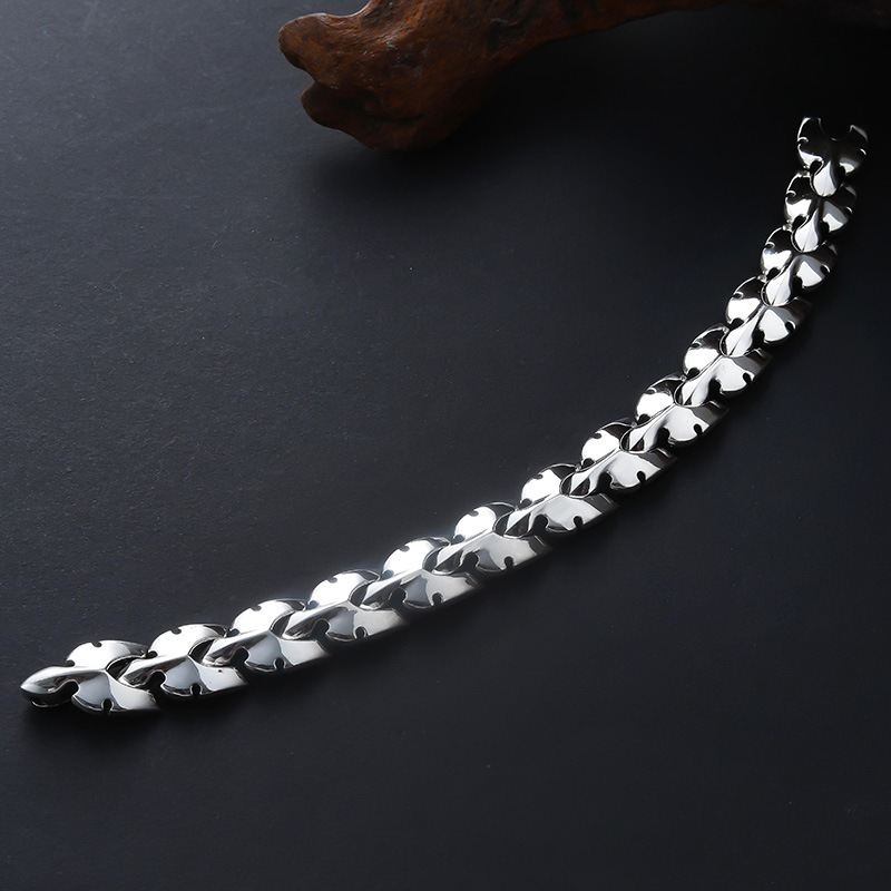 批发s925纯银凤尾手链男女泰银手链粗链条美国朋克个性风格