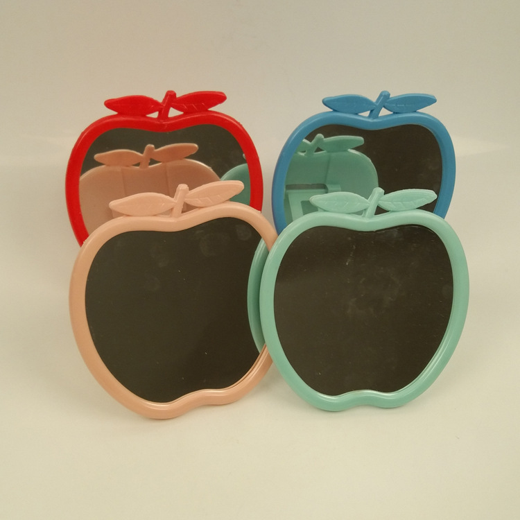 2元店卡通镜女生打扮梳妆化妆镜形苹果双面高清情侣镜子厂家批发