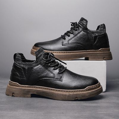 春夏季马丁靴男低帮工装鞋 战狼靴时尚潮男靴 大头皮鞋男士马丁靴