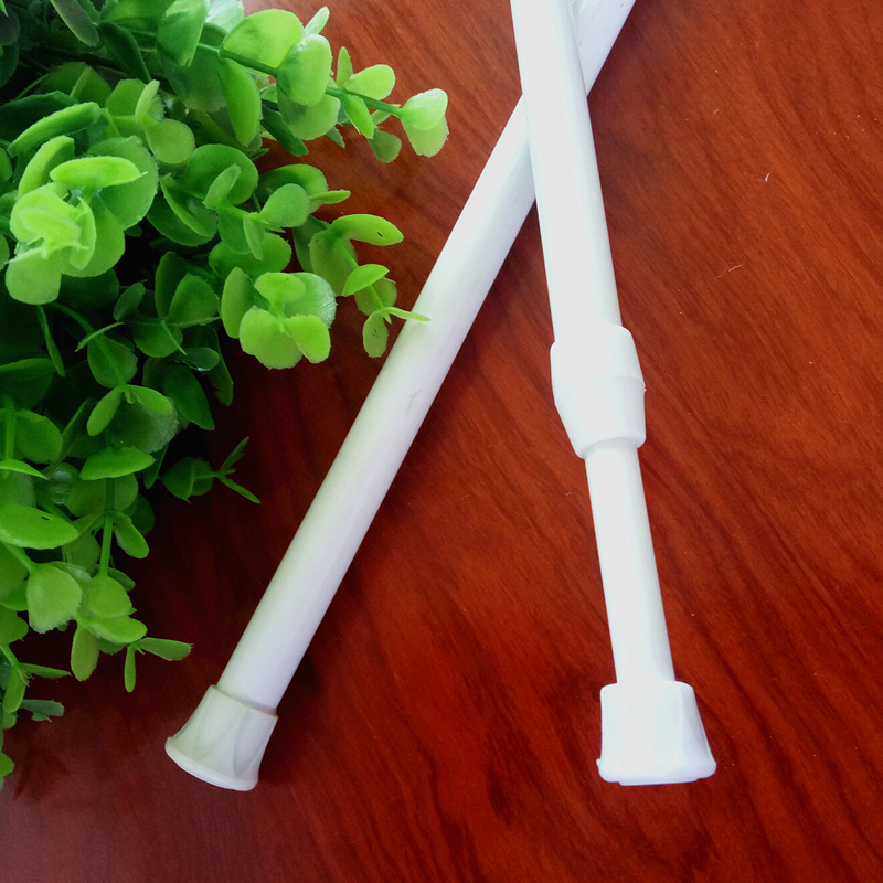 简易白烤漆弹簧弹力伸缩杆窗帘杆浴帘拉杆免打孔门帘半帘配件简单