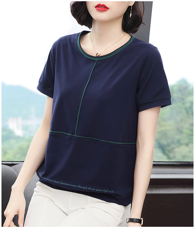 短袖女2020夏装新款宽松汗衫妈妈纯棉全棉t恤中老年女式半袖上衣