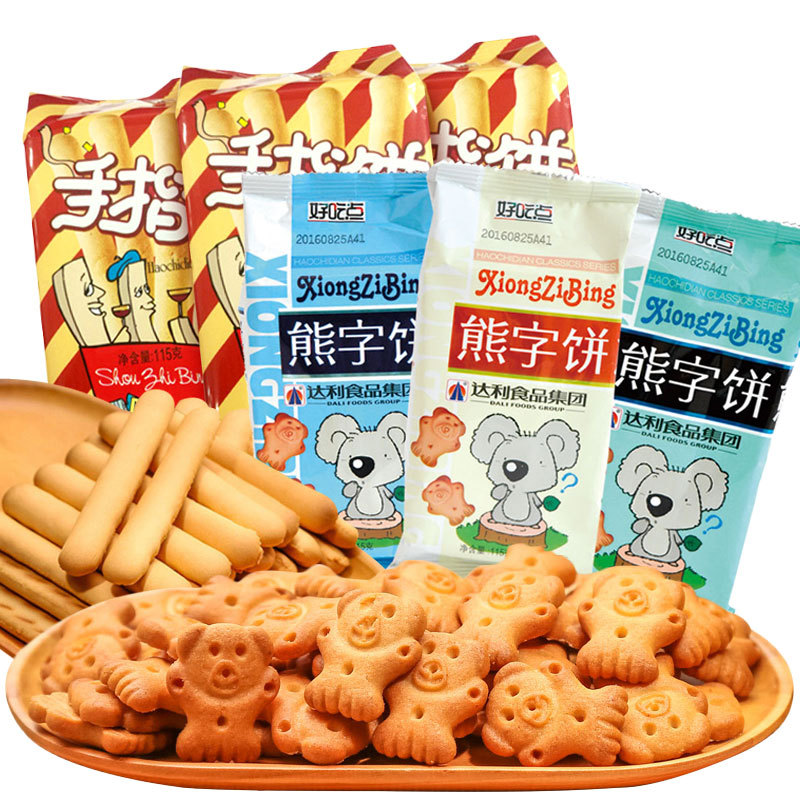 达利园熊字饼小熊饼干手指饼干115g袋 磨牙棒儿童休闲零食品
