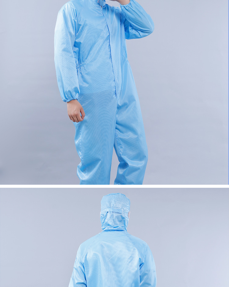 防静电连体工作服无尘工厂车间防尘服喷漆服条纹拉链食品厂工作服