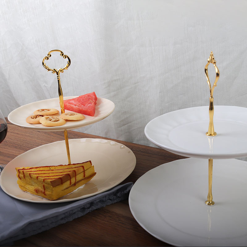 双层水果盘干果盘下午茶点心托盘甜品台多层蛋糕架蛋糕摆台