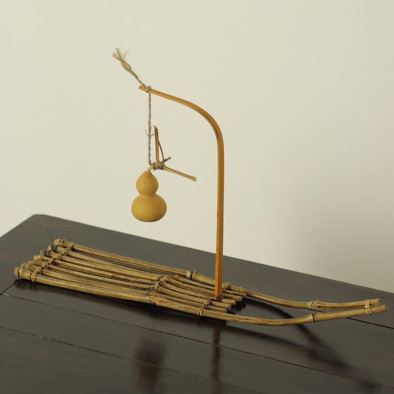 手工竹排禅意葫芦茶道小托盘 家居桌面摆件装饰竹制工艺品底座