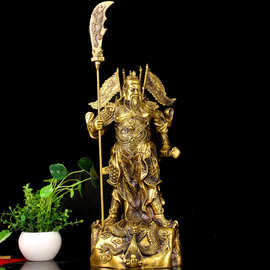 擦黑色铜祥龙关公摆件关公关羽关云长关二爷家饰供奉摆件