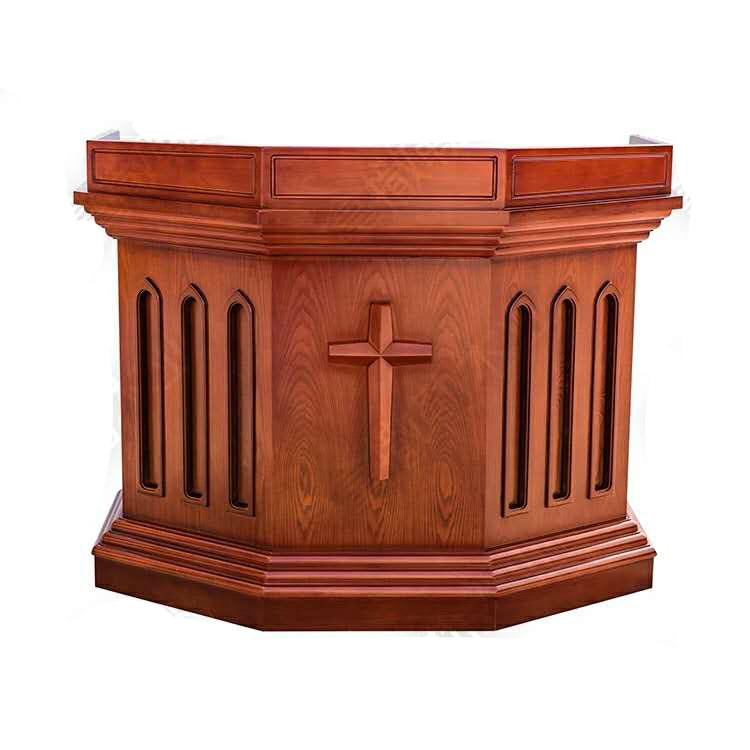教堂讲台实木礼堂演讲台会议培训演讲桌厂家定制基督教礼堂讲座桌