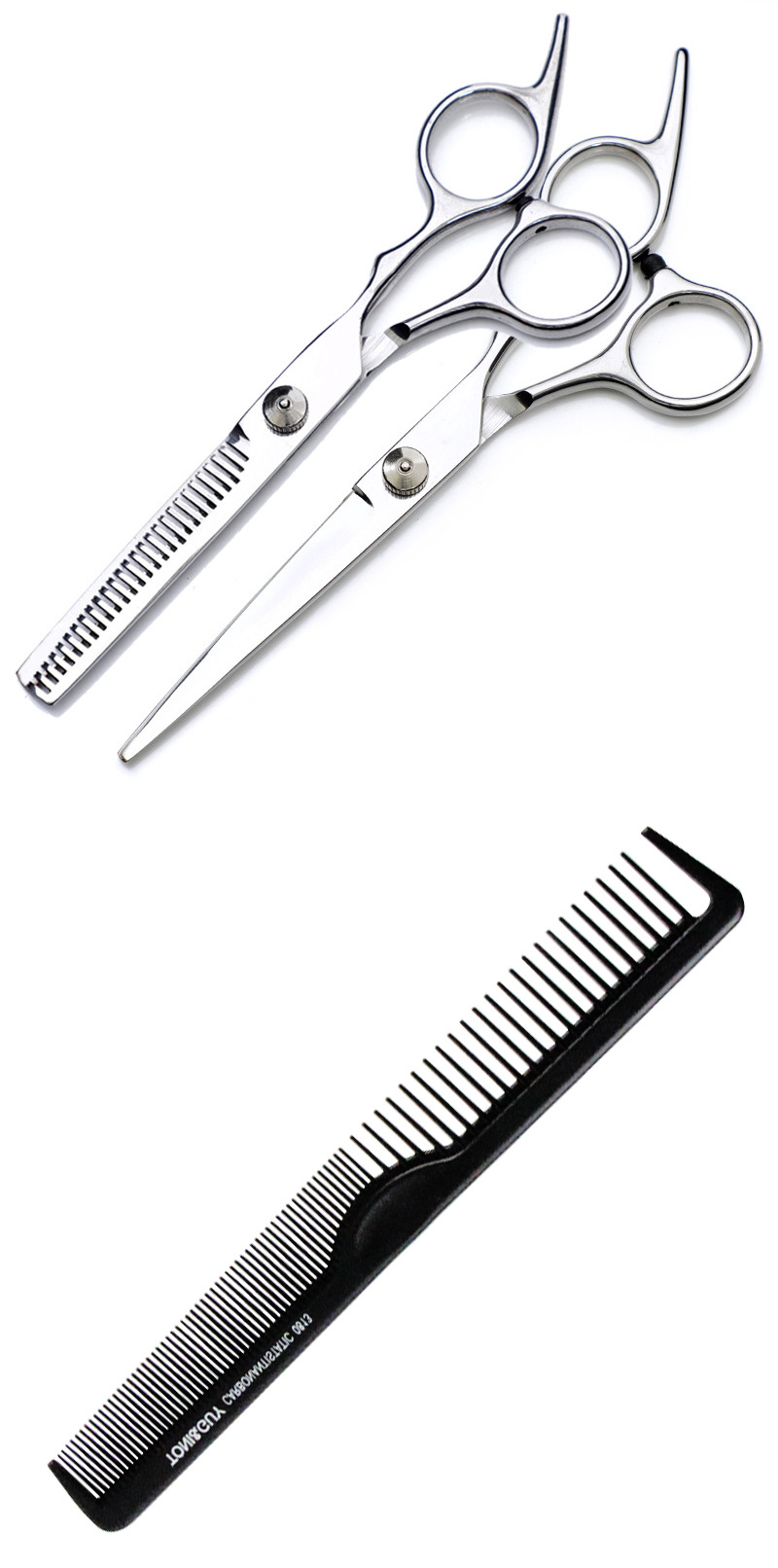 ebay货源爆款出口剪刀梳子6寸美发剪刀6件套平剪牙剪发套装家用