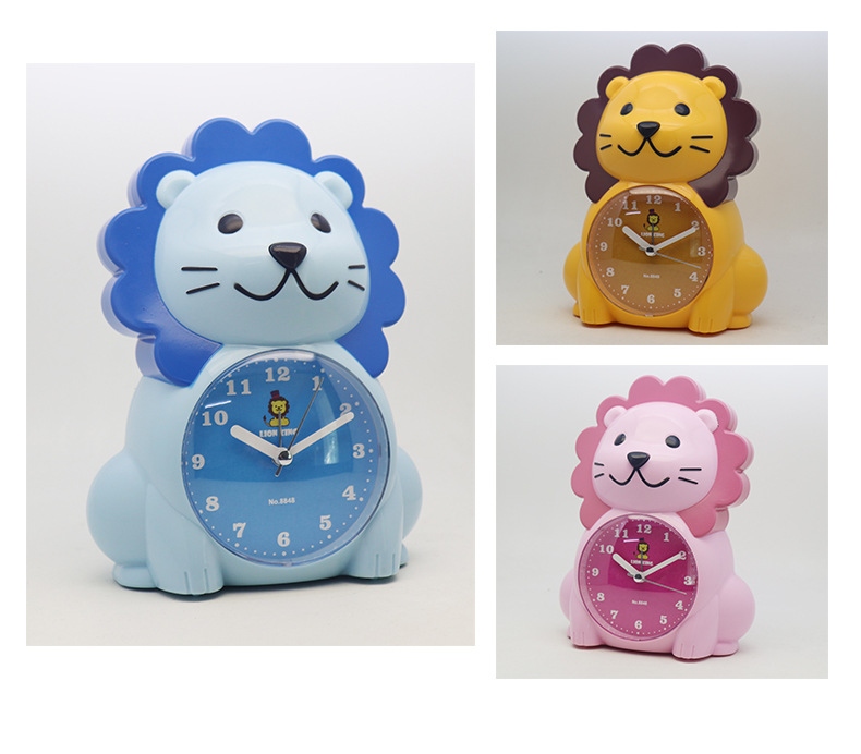 厂家直销儿童闹钟卡通狮子时钟大尺寸玩具学生专用小闹钟床头表