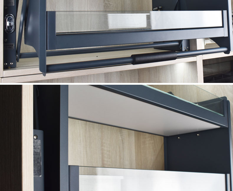 厨房吊柜升降拉篮 下拉式吊柜升降机 钢化玻璃双层厨房收纳篮