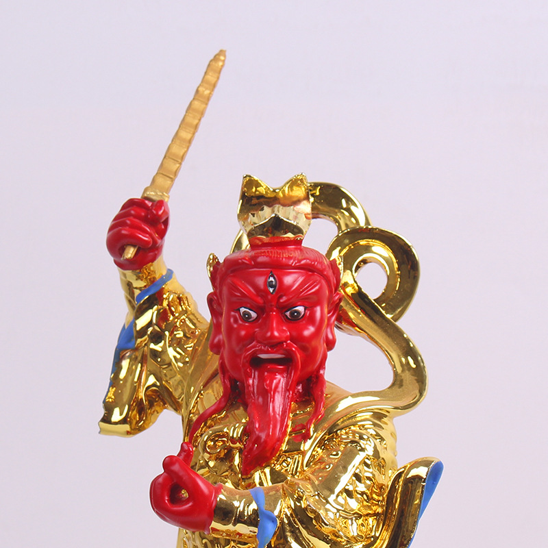 王灵官神像1216英寸树脂家用供奉镀金金身道教护王天君火神像摆件