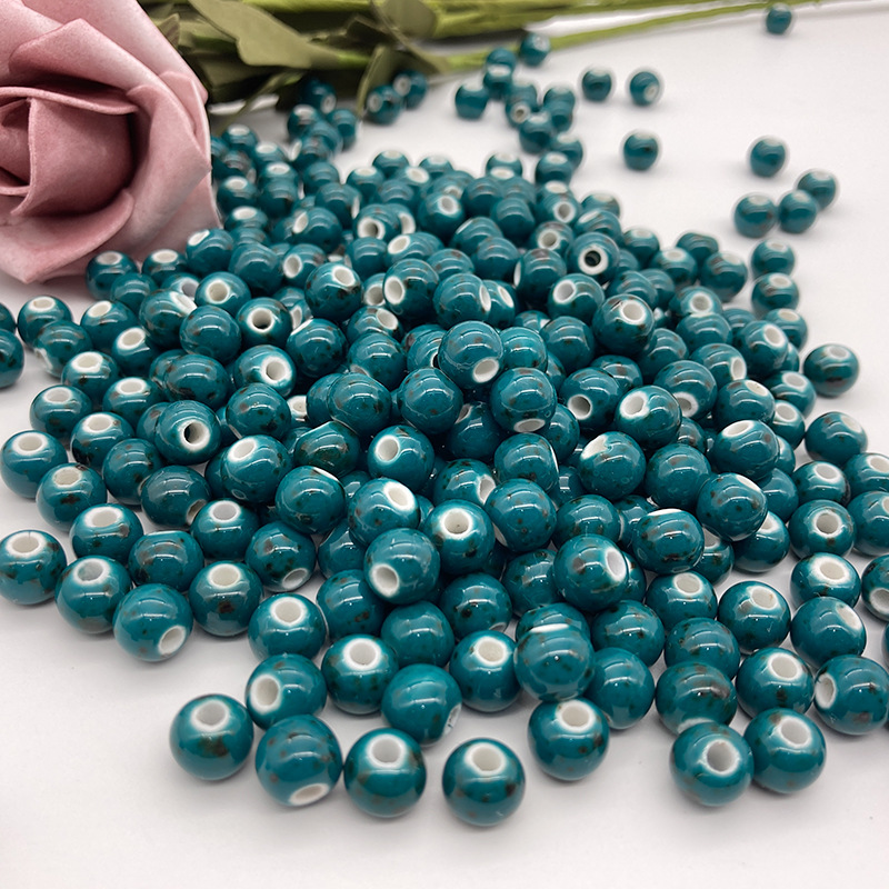 Factory Wholesale Jingdezhen Ceramic Beads Scattered Beads DIY Ornament Accessories Bracelet Necklace Woven Material Beads