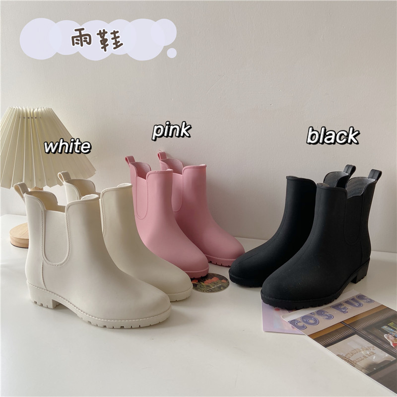 warm and fashionable outdoor rain boots women‘s adult short rain boots waterproof overshoes non-slip fleece-lined water boots rubber shoes water shoes