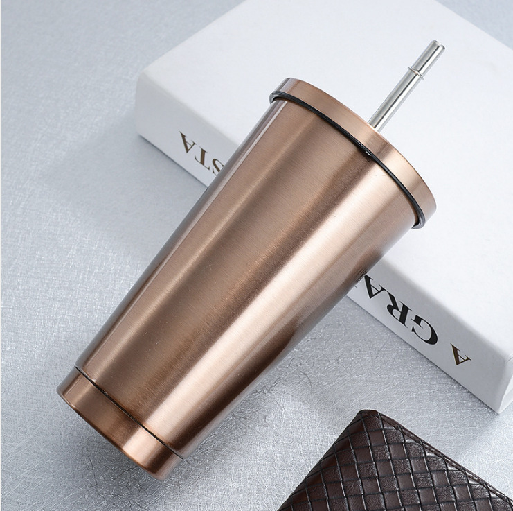 Stainless Steel Vacuum Cup Set Cup with Straw 304 Double Wall Water Bottle Gift Advertising Lettering Logo Star Bar Cup