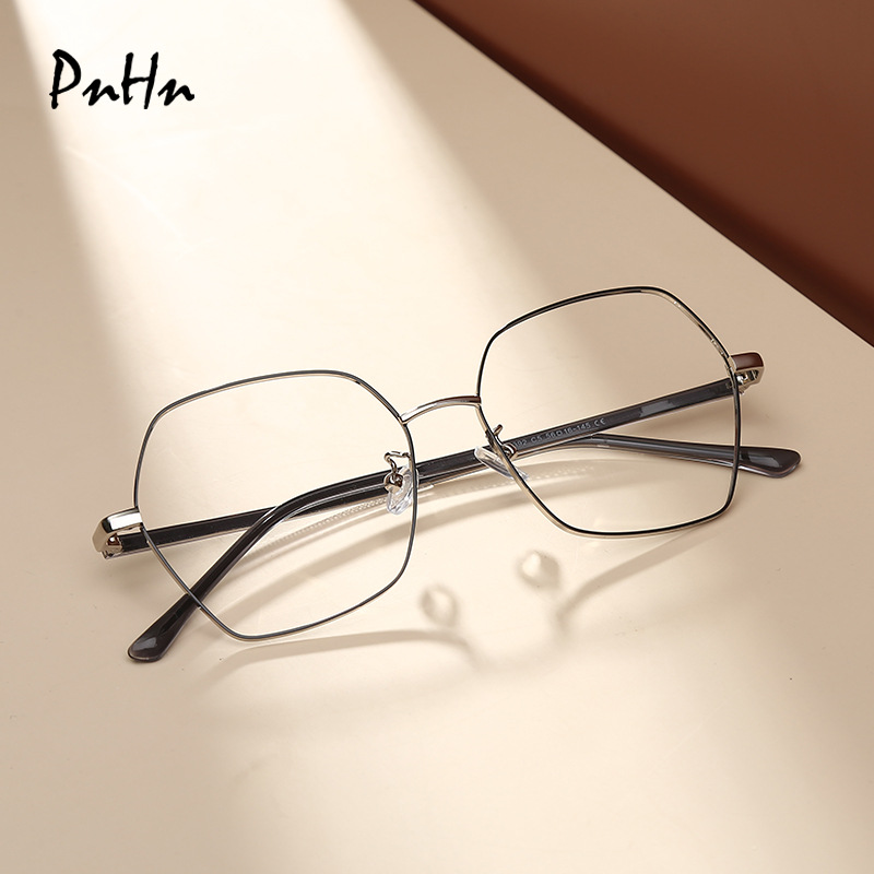 帕亨新款眼镜框板材插芯近视眼镜架复古时尚大框多边防蓝光平光镜