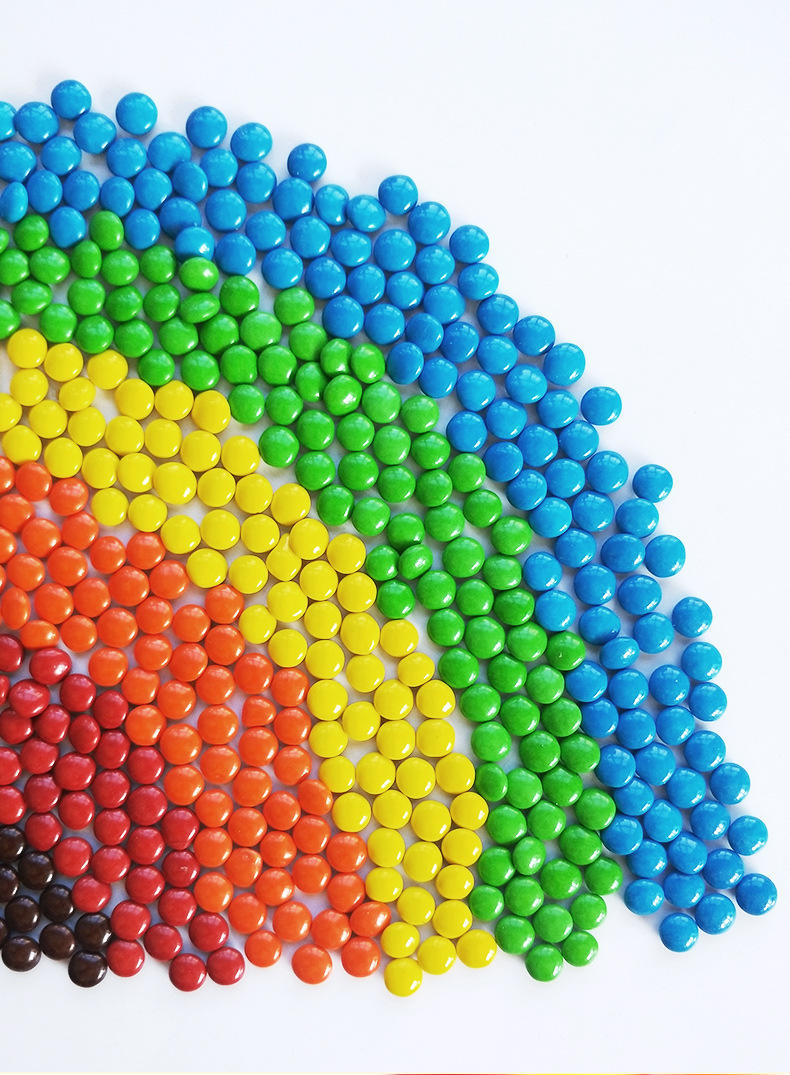 5斤散装彩虹屋纽扣巧克力豆彩色代可可脂mm吉喜糖豆婚礼烘焙