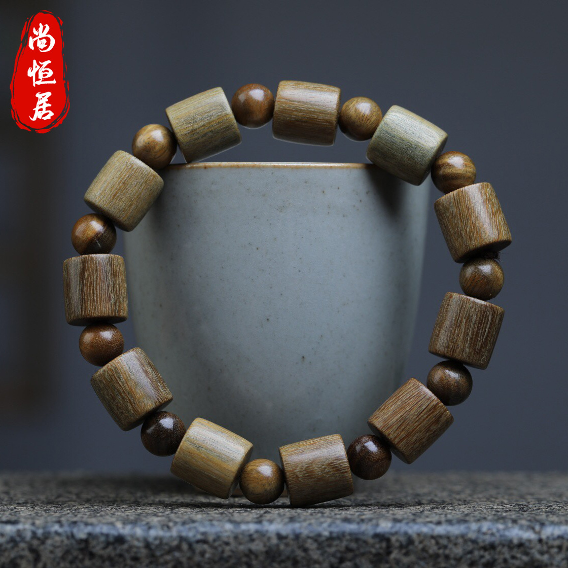 厂家批发 天然绿檀手串桶珠圆珠0.8 檀香木手链男女沉水佛珠饰品