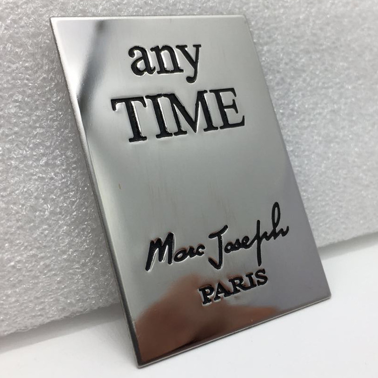 定制款镜面不锈钢蚀刻铭牌香水瓶标牌腐蚀电镀logo铭板包装盒铁标