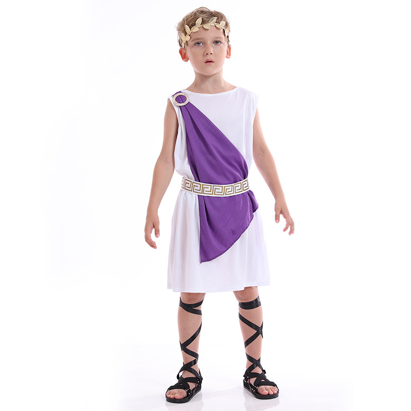 狂欢节儿童男孩女孩服装古罗马希腊男女神长裙智者神话服饰演出服