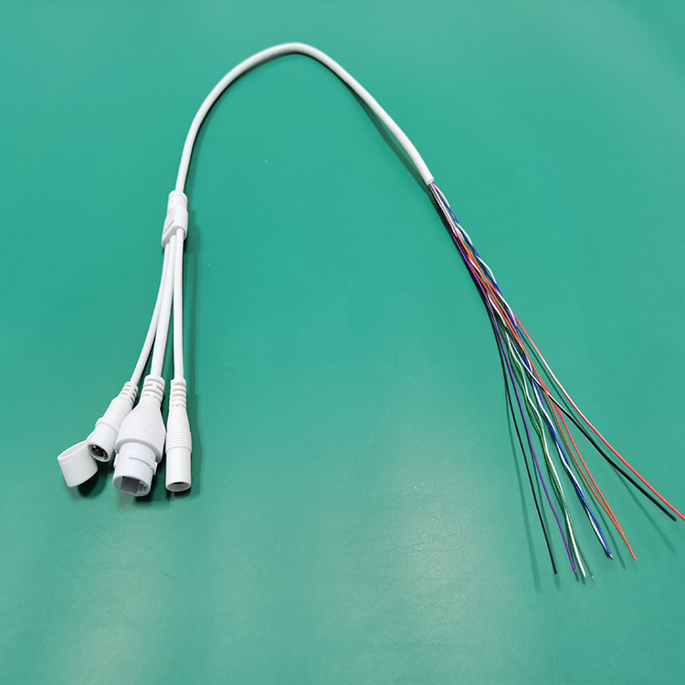 7米10芯网络摄像机尾线一拖三rj45复位开关线生产厂家
