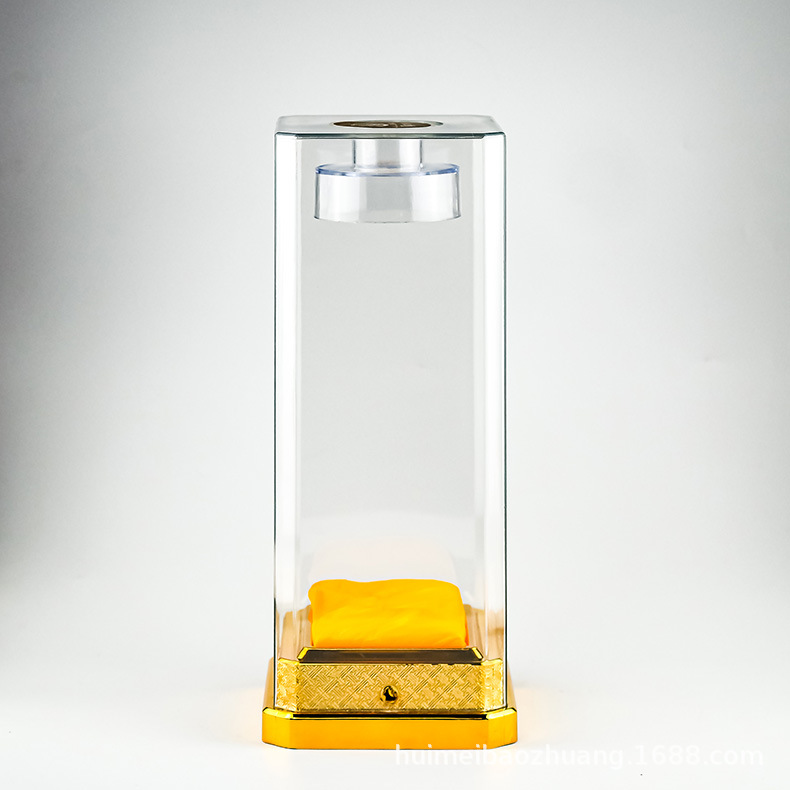 销售扁方形亚克力透明酒盒 500ml单只装镀金高端礼品盒白酒包装盒-阿