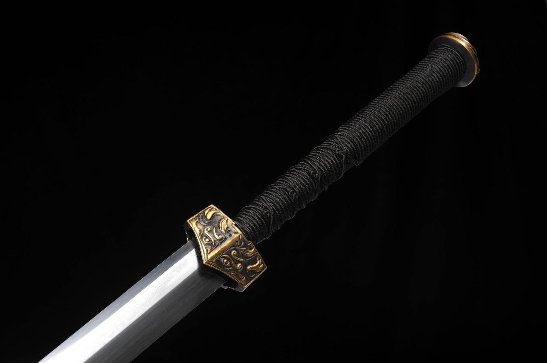 龙泉刀剑花纹钢烧刃一体宝剑手工锻打春秋汉剑八面剑冷兵器未开刃