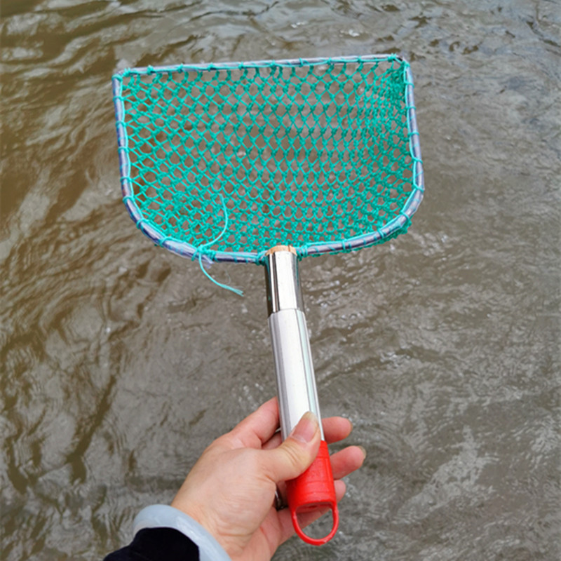 厂家直供木把短柄抄网捞鱼网捞虾网7-10厘米浅网兜手工编织网兜