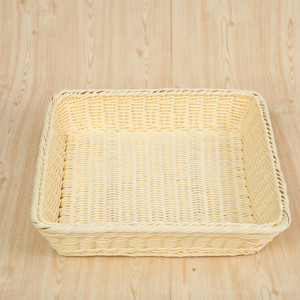 Rattan Woven Bread Basket Snack Basket Supermarket Display Basket Display Basket Storage Basket Square Rattan Woven Fruit Basket