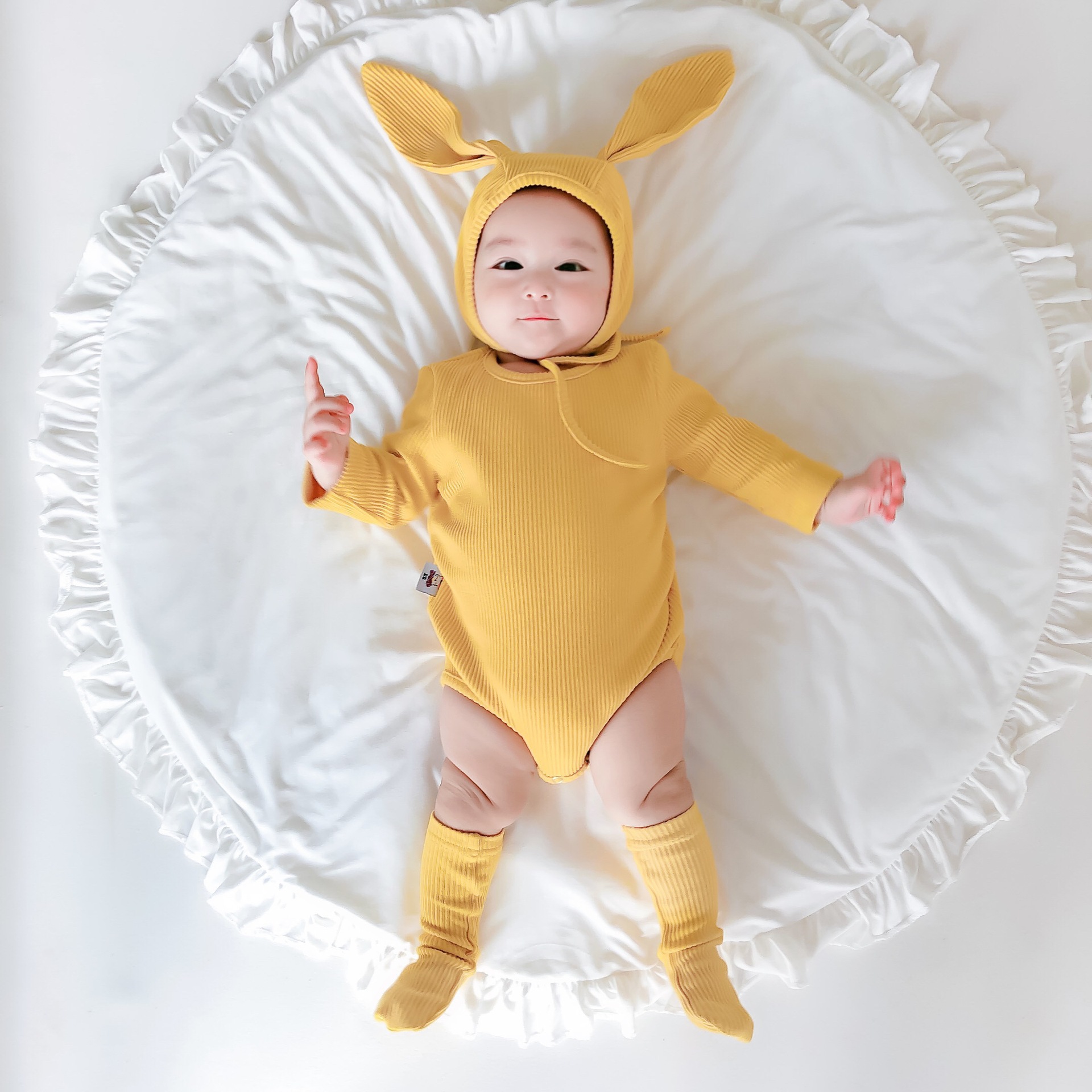 Online Celebrity Baby Korean Style Autumn Clothes Young Baby with Hat Rabbit Shape Cute Sheath Newborn Three-Piece Suit Baby Clothes