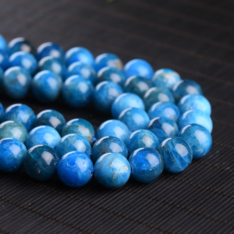 天然磷灰石散珠白纹拉利玛蓝磷灰石珠子圆珠跨境现货批发apatite