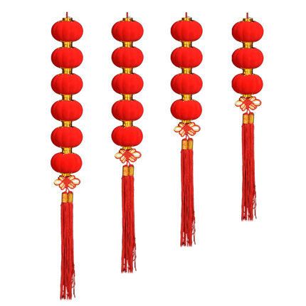 植绒小灯笼串挂饰连串大红灯笼元旦春节新年装饰品结婚庆场景布置