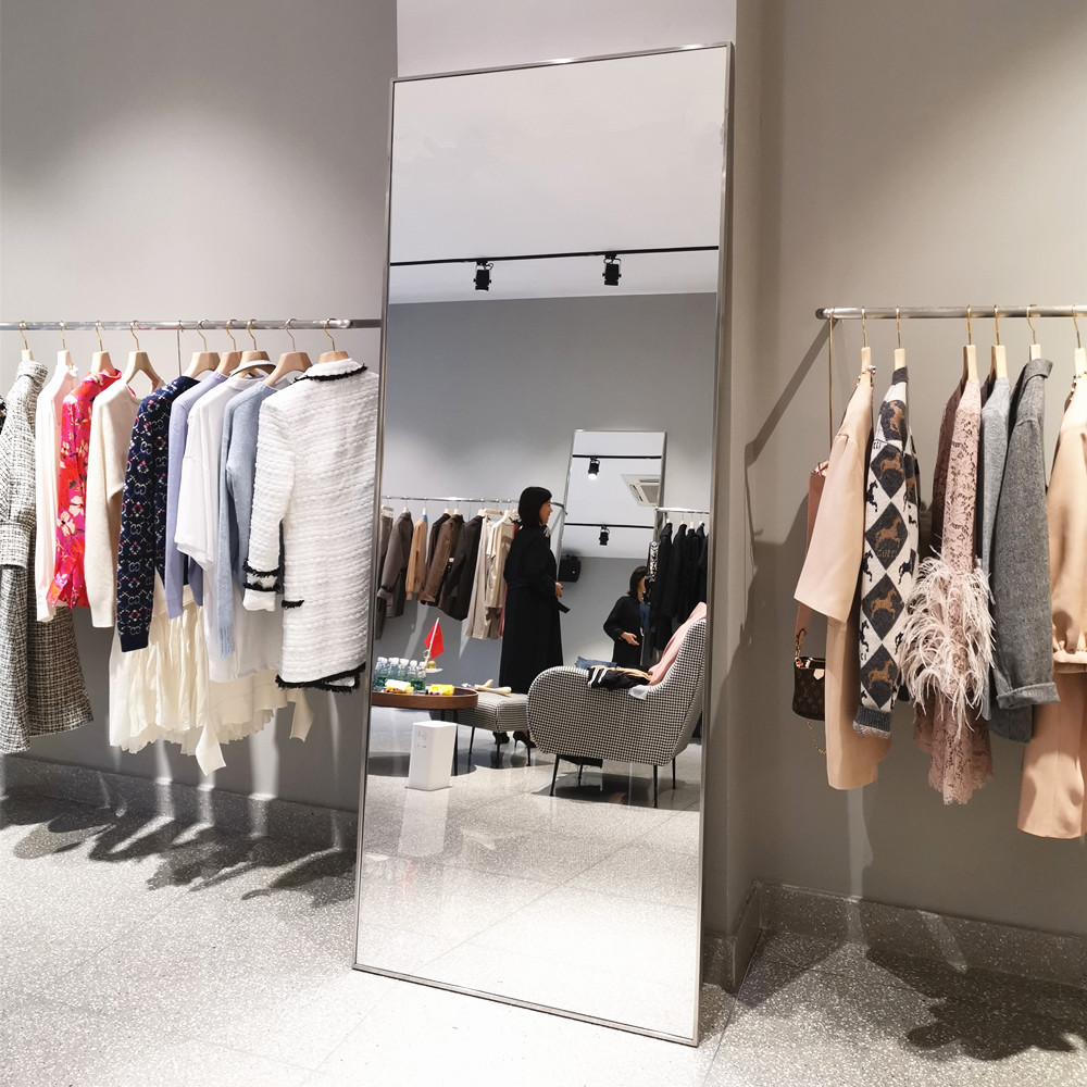1全身镜服装店显白显瘦美发店轻奢高档镜子不锈钢落地镜试衣镜1